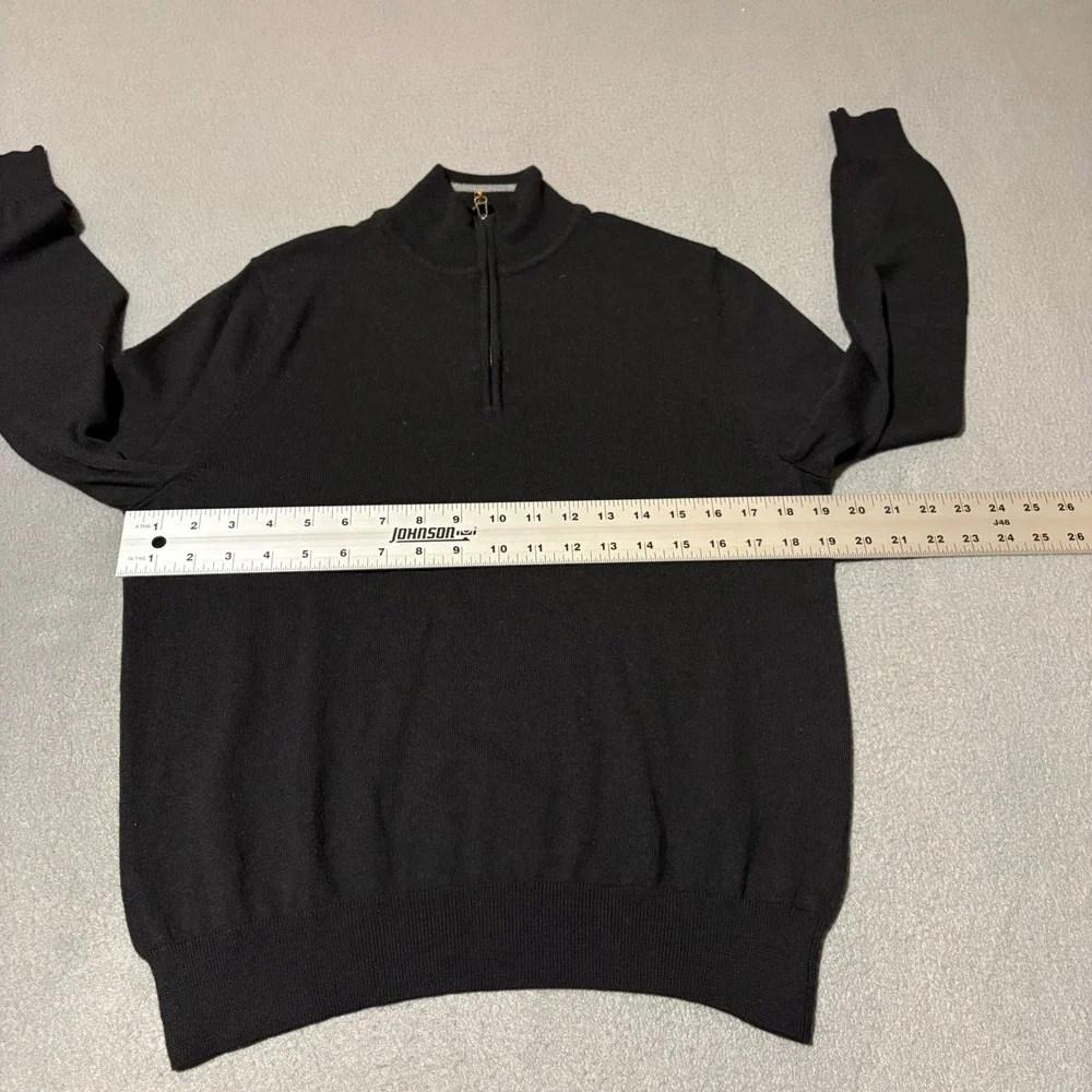 Nordstrom Quarter Zip Sweater Mens M Black Extra Fine Merino Wool MNV280882MN